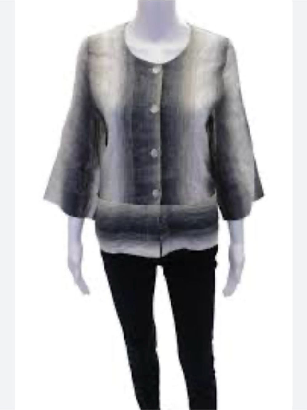 Alembika made in Israel Women's Ombré Gray Button-Front Top linen cotton S